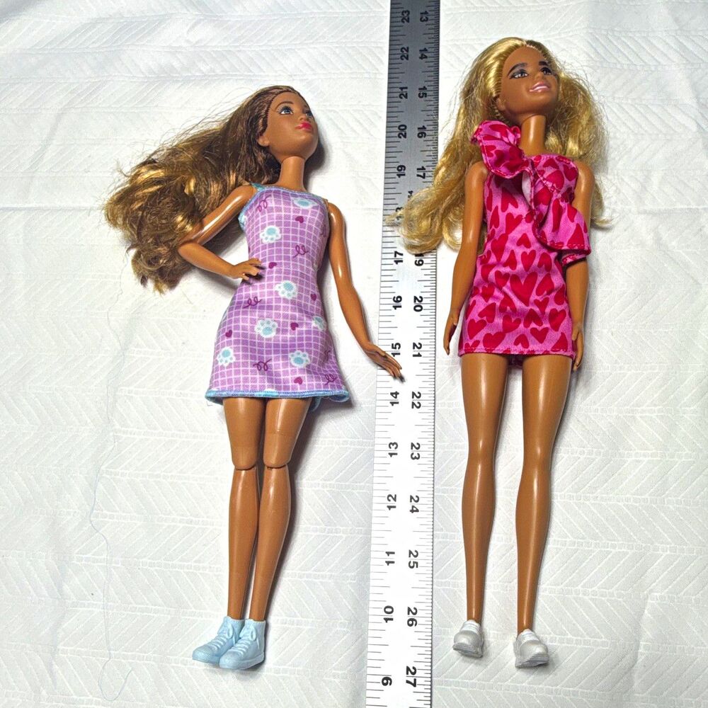 Lot of 2 Fashion Dolls 11in w/ Outfits & Shoes, Removable Clothes Blonde